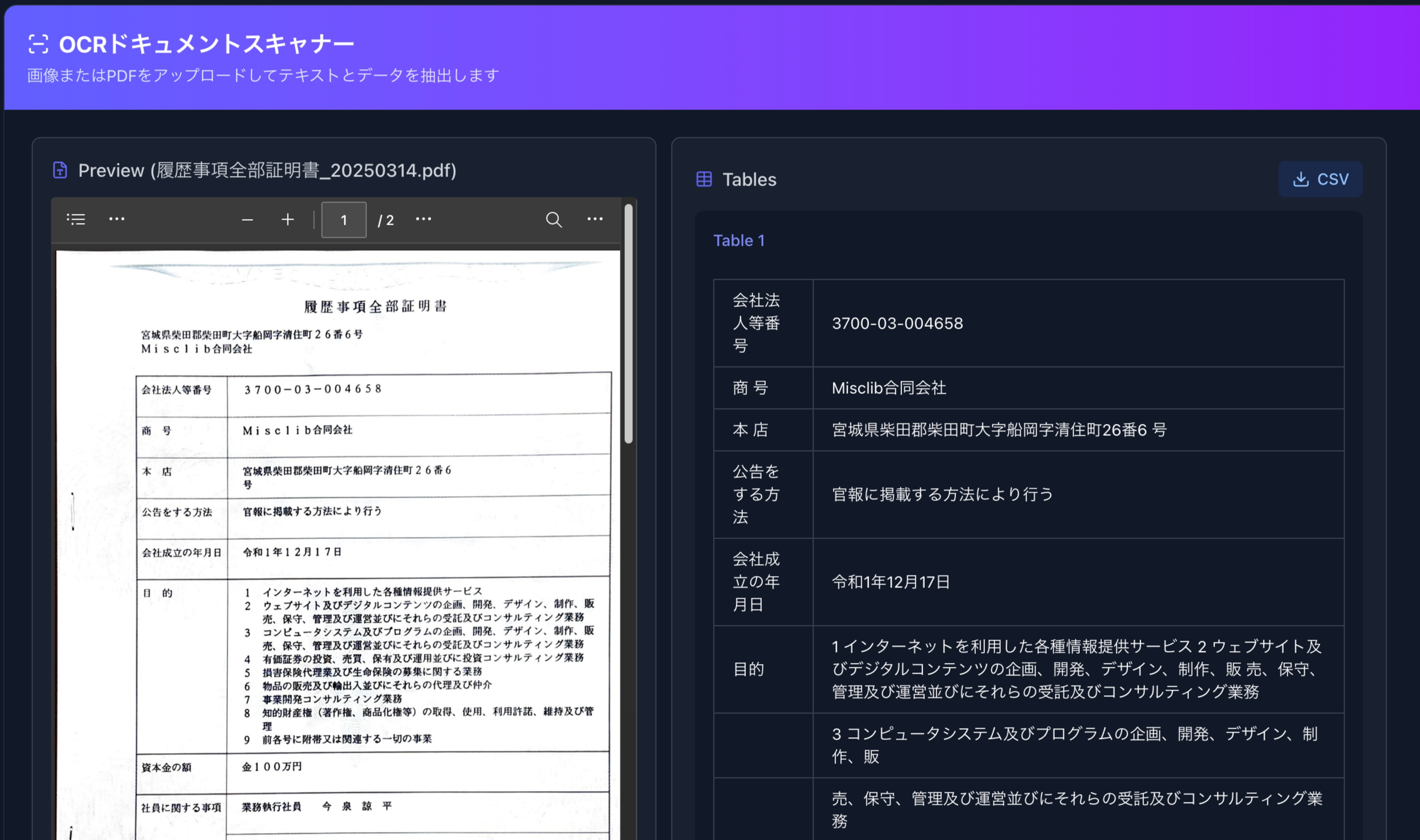 みんなのOCRの画面